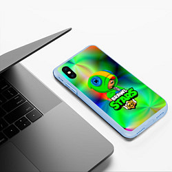 Чехол iPhone XS Max матовый BRAWL STARS, цвет: 3D-голубой — фото 2