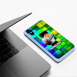 Чехол iPhone XS Max матовый Minecraft Майнкрафт, цвет: 3D-голубой — фото 2