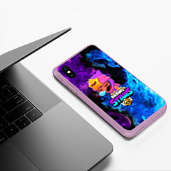 Чехол iPhone XS Max матовый BRAWL STARS SANDY, цвет: 3D-сиреневый — фото 2