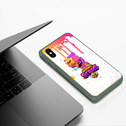 Чехол iPhone XS Max матовый BRAWL STARS SANDY, цвет: 3D-темно-зеленый — фото 2