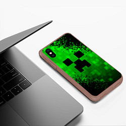 Чехол iPhone XS Max матовый MINECRAFT, цвет: 3D-коричневый — фото 2