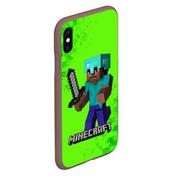 Чехол iPhone XS Max матовый MINECRAFT, цвет: 3D-коричневый — фото 2