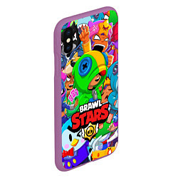 Чехол iPhone XS Max матовый BRAWL STARS LEON, цвет: 3D-фиолетовый — фото 2