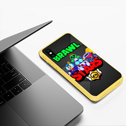 Чехол iPhone XS Max матовый BRAWL STARS 2020, цвет: 3D-желтый — фото 2