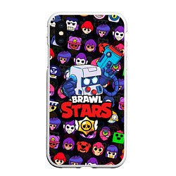 Чехол iPhone XS Max матовый BRAWL STARS 8-BIT, цвет: 3D-белый