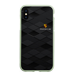 Чехол iPhone XS Max матовый PORSCHE, цвет: 3D-салатовый