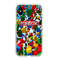 Чехол iPhone XS Max матовый Roblox Cubes, цвет: 3D-салатовый