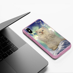 Чехол iPhone XS Max матовый Грозовой Котик, цвет: 3D-розовый — фото 2