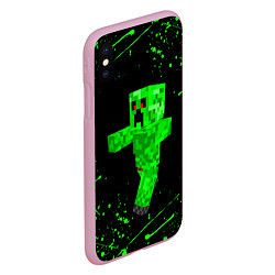 Чехол iPhone XS Max матовый MINECRAFT CREEPER, цвет: 3D-розовый — фото 2