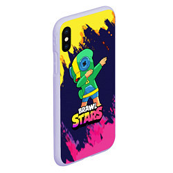 Чехол iPhone XS Max матовый Brawl Stars Leon, Dab, цвет: 3D-светло-сиреневый — фото 2