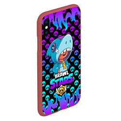 Чехол iPhone XS Max матовый Brawl stars leon shark, цвет: 3D-красный — фото 2