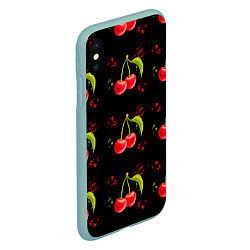 Чехол iPhone XS Max матовый Вишенки, цвет: 3D-мятный — фото 2