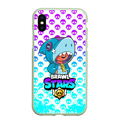 Чехол iPhone XS Max матовый Brawl stars leon shark