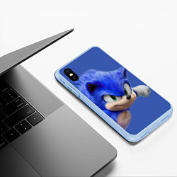 Чехол iPhone XS Max матовый SONIC, цвет: 3D-голубой — фото 2
