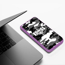 Чехол iPhone XS Max матовый Пограничные Войска, цвет: 3D-фиолетовый — фото 2