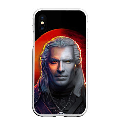 Чехол iPhone XS Max матовый HALF WITCHER, цвет: 3D-белый