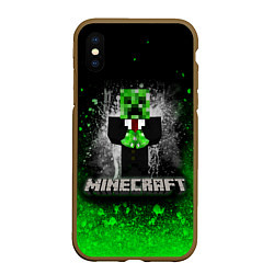 Чехол iPhone XS Max матовый MINECRAFT, цвет: 3D-коричневый