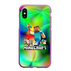 Чехол iPhone XS Max матовый MINECRAFT, цвет: 3D-фиолетовый