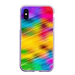 Чехол iPhone XS Max матовый Радужный звездопад, цвет: 3D-светло-сиреневый