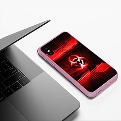 Чехол iPhone XS Max матовый BIOHAZARD, цвет: 3D-розовый — фото 2