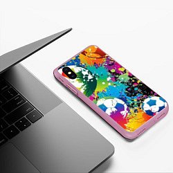 Чехол iPhone XS Max матовый Football Paints, цвет: 3D-розовый — фото 2