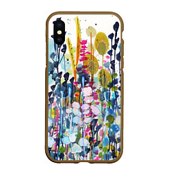 Чехол iPhone XS Max матовый Watercolor Flowers, цвет: 3D-коричневый