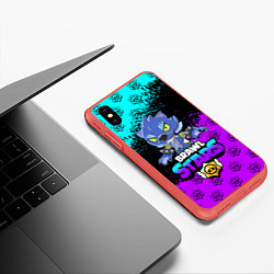 Чехол iPhone XS Max матовый Brawl stars leon оборотень, цвет: 3D-красный — фото 2