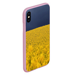 Чехол iPhone XS Max матовый Рапсовое поле, цвет: 3D-розовый — фото 2