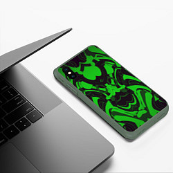 Чехол iPhone XS Max матовый Абстракция, цвет: 3D-темно-зеленый — фото 2