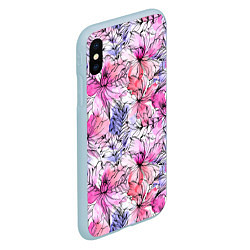 Чехол iPhone XS Max матовый Акварельные цветы, цвет: 3D-голубой — фото 2