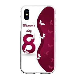 Чехол iPhone XS Max матовый Womens Day, цвет: 3D-белый