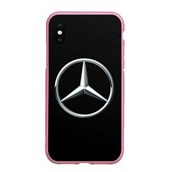 Чехол iPhone XS Max матовый MERCEDES-BENZ CARBON, цвет: 3D-розовый