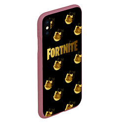 Чехол iPhone XS Max матовый Fortnite gold, цвет: 3D-малиновый — фото 2