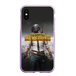 Чехол iPhone XS Max матовый PUBG, цвет: 3D-сиреневый