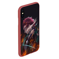 Чехол iPhone XS Max матовый KIMETSU NO YAIBA, цвет: 3D-красный — фото 2