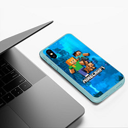 Чехол iPhone XS Max матовый Minecraft Майнкрафт, цвет: 3D-мятный — фото 2