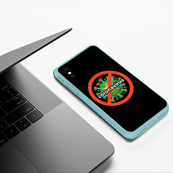 Чехол iPhone XS Max матовый Стоп коронавирус, цвет: 3D-мятный — фото 2