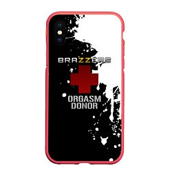 Чехол iPhone XS Max матовый Brazzers orgasm donor, цвет: 3D-красный