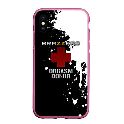 Чехол iPhone XS Max матовый Brazzers orgasm donor, цвет: 3D-малиновый