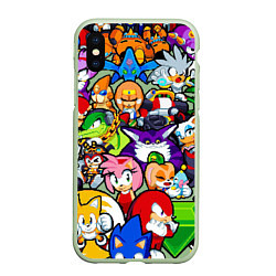 Чехол iPhone XS Max матовый Sonic Pixel Friends, цвет: 3D-салатовый