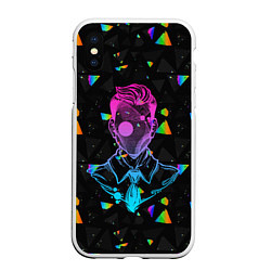 Чехол iPhone XS Max матовый Glitch man, цвет: 3D-белый