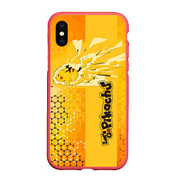 Чехол iPhone XS Max матовый Pikachu, цвет: 3D-красный