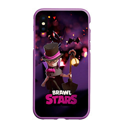 Чехол iPhone XS Max матовый Brawl stars Mortis Мортис, цвет: 3D-фиолетовый