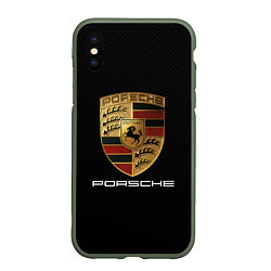 Чехол iPhone XS Max матовый PORSCHE, цвет: 3D-темно-зеленый