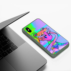 Чехол iPhone XS Max матовый ЦВЕТНАЯ МУН, цвет: 3D-темно-зеленый — фото 2