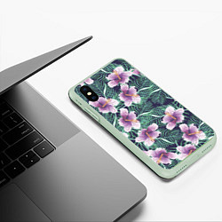 Чехол iPhone XS Max матовый Тропический цветок, цвет: 3D-салатовый — фото 2