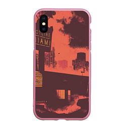 Чехол iPhone XS Max матовый Hotline miami, цвет: 3D-розовый