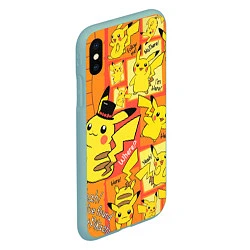 Чехол iPhone XS Max матовый Pikachu, цвет: 3D-мятный — фото 2