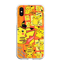 Чехол iPhone XS Max матовый Pikachu, цвет: 3D-белый