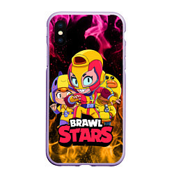 Чехол iPhone XS Max матовый BRAWL STARS MAX, цвет: 3D-светло-сиреневый